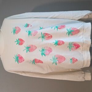 Strawberry Pattern Women's Sweatshirt - White and Pink Size XL